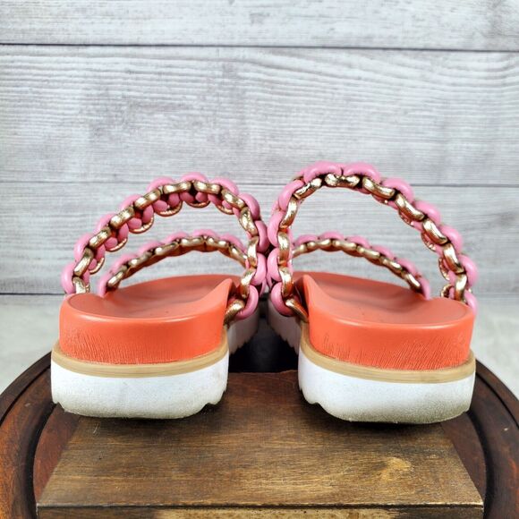 Schutz Juliet Sport Coral Braided Detail Slip On Open Toe Low Heel Sandals Sz 8B - Picture 4 of 9